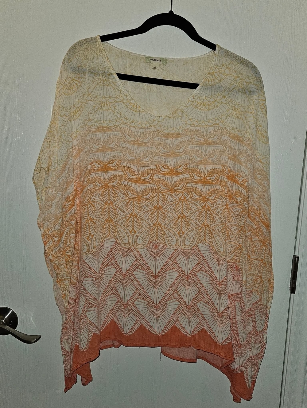Lightweight Ombre Geometric Blouse - Cream to Orange - Unknown Brand